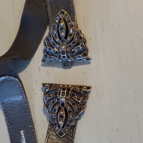 Fossil Black Leather Belt With stretch Large metal Black Beaded Sparkle Buckle M main image 8